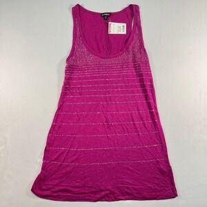 Express Women Magenta Pink Studded Embellished Scoop Neck Tank Top Small NEW